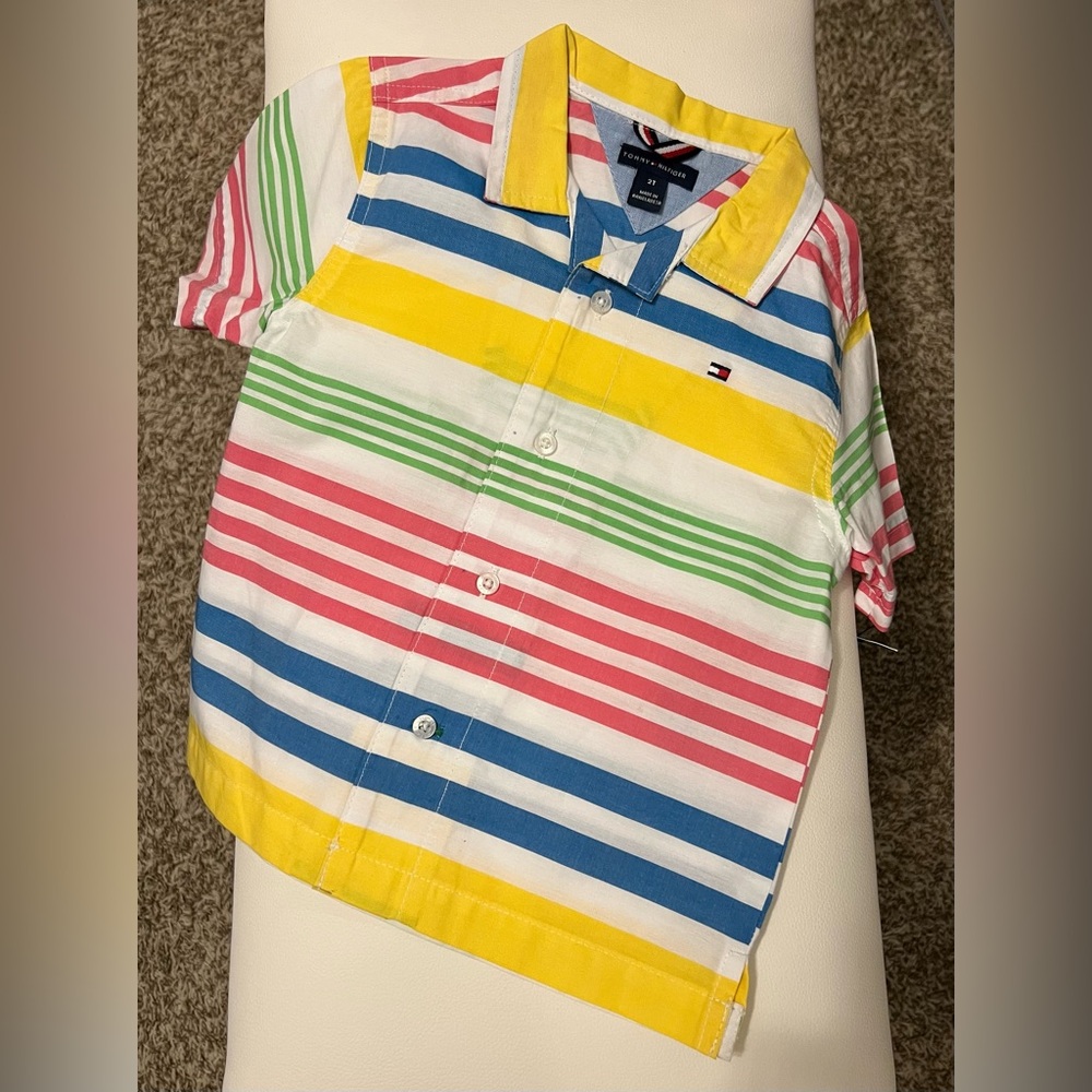 Tommy Hilfiger Short Sleeve Multi-Color Button Down